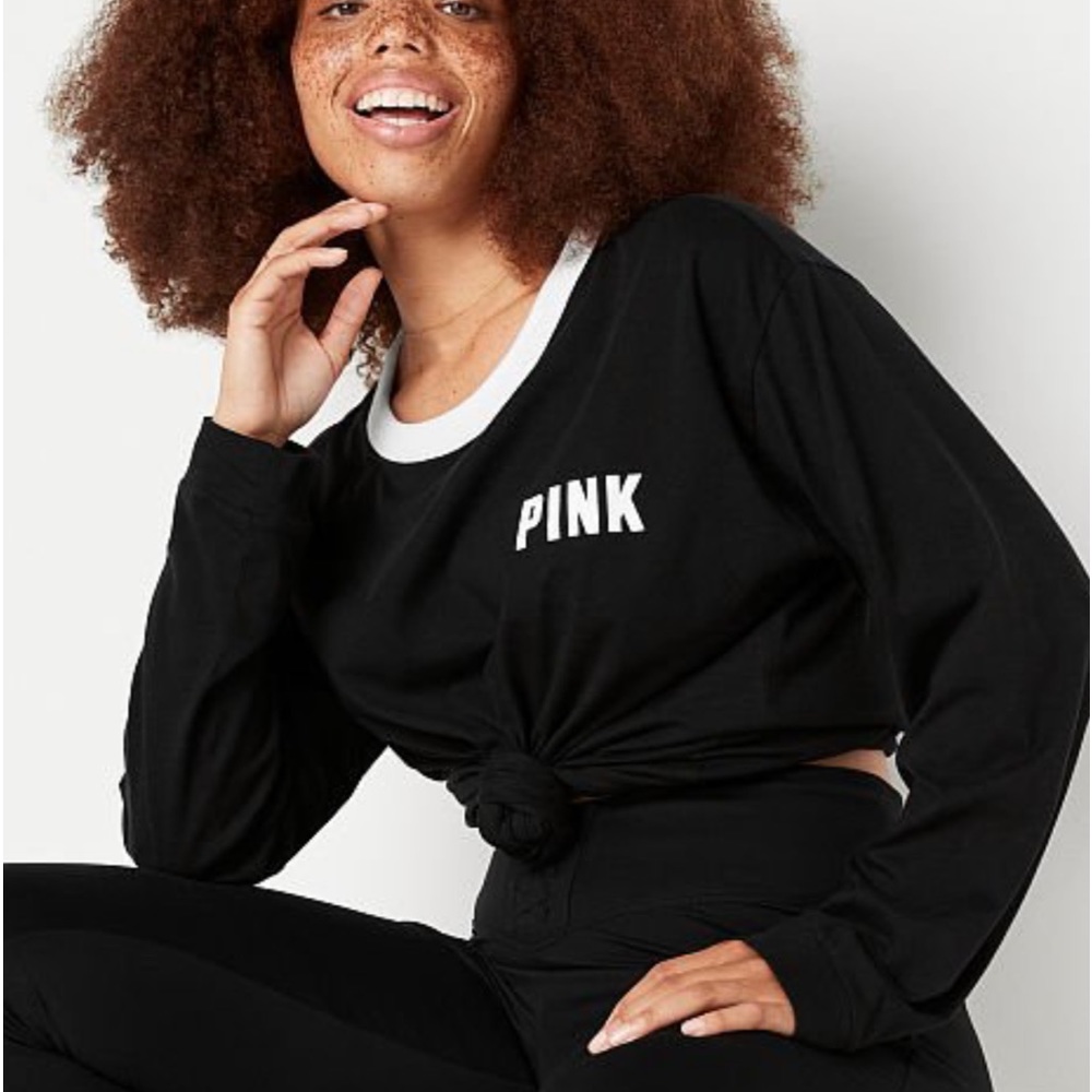 Vs pink classic pants long sleeve campus ringer tee shirt black xxl - Picture 9 of 12
